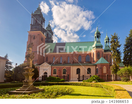Cathedral on Ostrow Tumski in Poznan, Poland Under Blue Sky Cathedral on Ostrow Tumski in Poznan, Poland Under Blue Sky 141986653