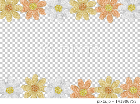 [Flower Horizontal Frame] Hand Embroidery Illustration Material 141986755