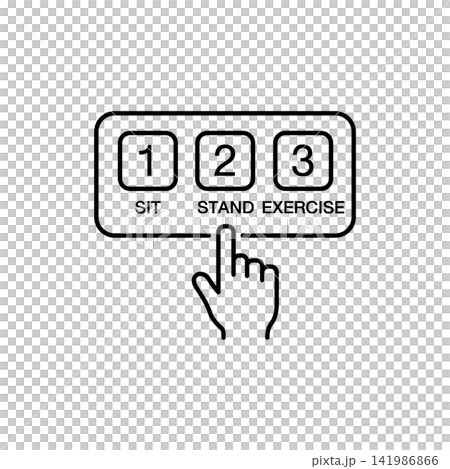 Line icon depicting digital memory preset buttons for sitting, standing, and exercising desk heights.
Line icon depicting digital memory preset buttons for sitting, standing, and exercising desk heights.
141986866