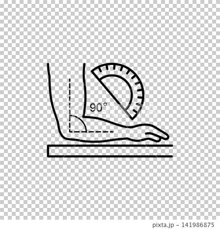 Minimal line icon depicting the correct ninety degree elbow joint angle for ergonomic desk work position.
Minimal line icon depicting the correct ninety degree elbow joint angle for ergonomic desk work position.
141986875