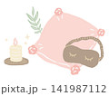 クッションとアイマスクとアロマキャンドルの癒やしの手描きイラスト 141987112