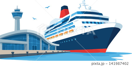 Cruise ship mooring at a busy port terminal Cruise ship mooring at a busy port terminal 141987402