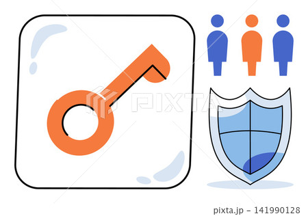 Key shield and user group icons vector illustration. Data protection, digital security, access control, privacy policy, account safety, identity management. Password protection symbols Key shield and user group icons vector illustration. Data protection, digital security, access control, privacy policy, account safety, identity management. Password protection symbols 141990128