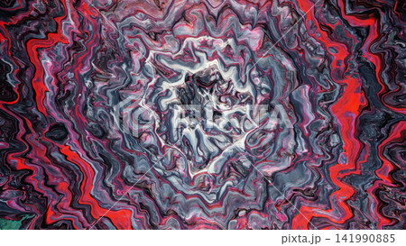 Abstract marbled swirl with concentric red black and white layers forming vivid organic pattern Abstract marbled swirl with concentric red black and white layers forming vivid organic pattern 141990885