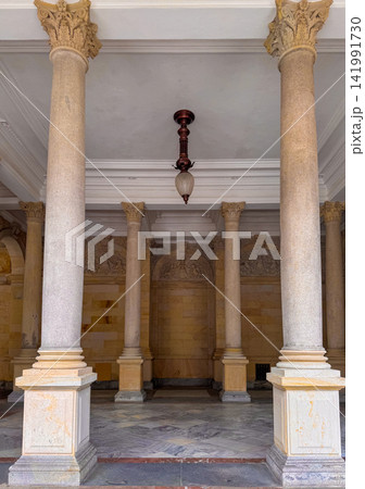 Columns and walkway of Mill colonnade in Karlovy Vary, Czechia during daytime Columns and walkway of Mill colonnade in Karlovy Vary, Czechia during daytime 141991730