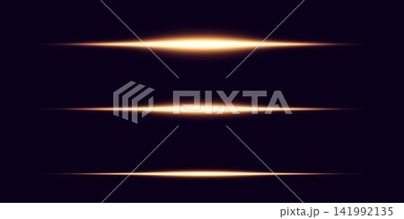 Glowing light beams creating speed and motion effects on a dark abstract background 141992135