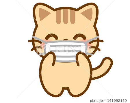 マスクをする猫のイラスト素材4 マスクをする猫のイラスト素材4 141992180