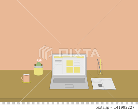 Background image featuring a computer and a cactus. Background image featuring a computer and a cactus. 141992227