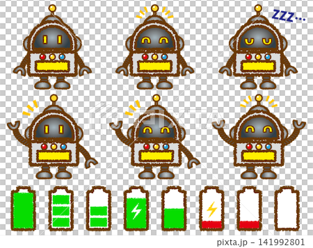 Robot and Battery Illustration Set 3 Robot and Battery Illustration Set 3 141992801