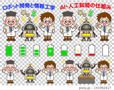 Robot and Scientist Illustration Set Robot and Scientist Illustration Set 141992817
