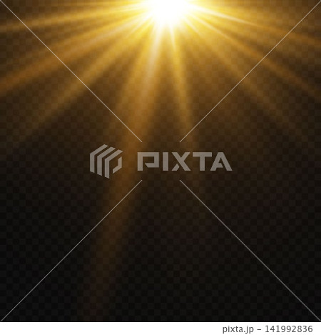 Bright light effect creating a warm glowing illumination with lens flares 141992836