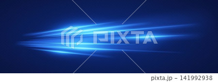 Blue light streaks illustrating speed, motion, and technological advancement on a dark background Blue light streaks illustrating speed, motion, and technological advancement on a dark background 141992938