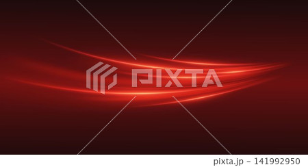 Glowing red energy lines creating a dynamic light streak on a dark background Glowing red energy lines creating a dynamic light streak on a dark background 141992950