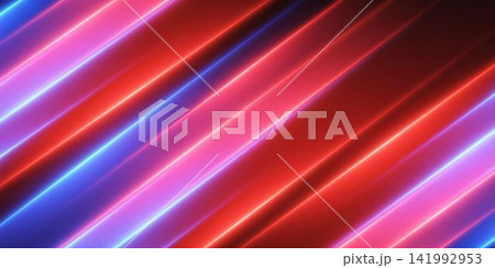 Glowing parallel diagonal lines forming a vibrant, energetic abstract pattern 141992953
