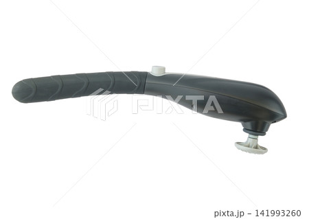Hand-held electric massager isolated on white background. Health device. Physical therapy. Massage device. Hand-held electric massager isolated on white background. Health device. Physical therapy. Massage device. 141993260