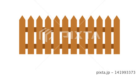 Wooden fence icon in flat style. Picket vector illustration on isolated background. Protection border sign business concept. Wooden fence icon in flat style. Picket vector illustration on isolated background. Protection border sign business concept. 141993373