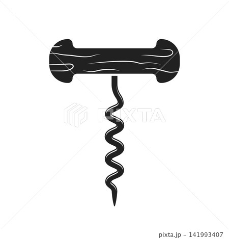 Corkscrew icon in flat style. Device for open wine bottle vector illustration on isolated background. Kitchen equipment sign business concept. Corkscrew icon in flat style. Device for open wine bottle vector illustration on isolated background. Kitchen equipment sign business concept. 141993407