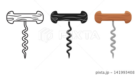 Corkscrew icon set collection in flat style. Device for open wine bottle vector illustration on isolated background. Kitchen equipment sign business concept. Corkscrew icon set collection in flat style. Device for open wine bottle vector illustration on isolated background. Kitchen equipment sign business concept. 141993408