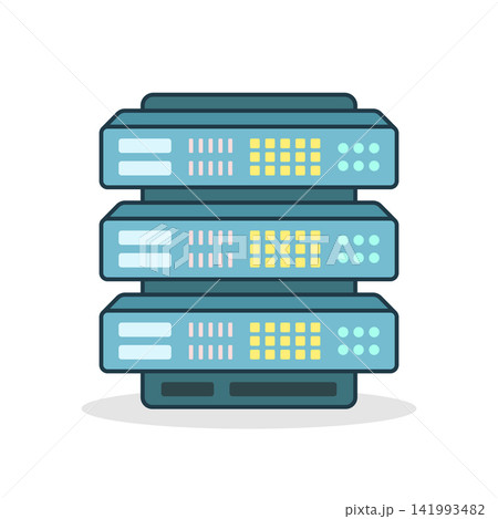 Cloud storage icon in flat style. Server database vector illustration on isolated background. Data center sign business concept. Cloud storage icon in flat style. Server database vector illustration on isolated background. Data center sign business concept. 141993482
