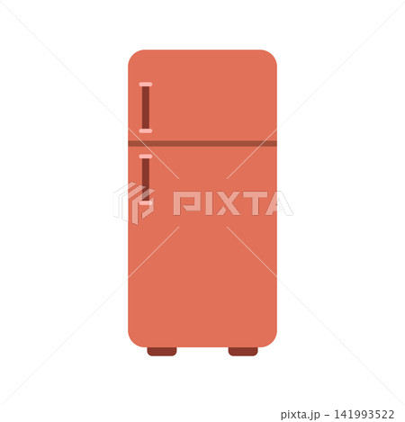 Double door fridge icon in flat style. Refrigerator vector illustration on isolated background. Household appliance sign business concept. 141993522