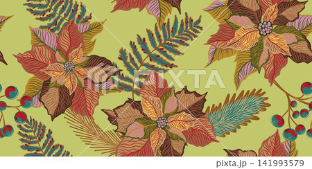 seamless pattern with autumn leaves and berries seamless pattern with autumn leaves and berries 141993579