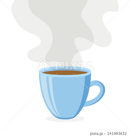 Hot drink cup with steam icon in flat style. Coffee or tea mug vector illustration on isolated background. Healthy beverage sign business concept. Hot drink cup with steam icon in flat style. Coffee or tea mug vector illustration on isolated background. Healthy beverage sign business concept. 141993632