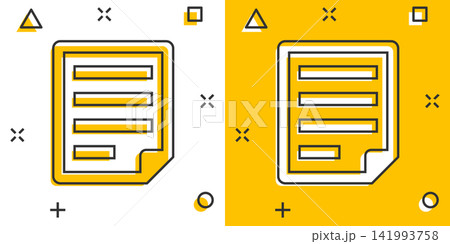 Document note icon in comic style. Paper sheet vector cartoon illustration pictogram. Notepad document business concept splash effect. Document note icon in comic style. Paper sheet vector cartoon illustration pictogram. Notepad document business concept splash effect. 141993758