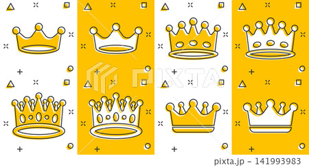 Vector cartoon crown diadem icons set in comic style. Royalty crown illustration pictogram. King, princess royalty business splash effect concept. Vector cartoon crown diadem icons set in comic style. Royalty crown illustration pictogram. King, princess royalty business splash effect concept. 141993983