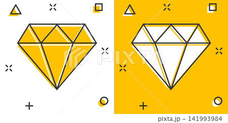 Vector cartoon diamond jewel gem icon in comic style. Diamond gemstone illustration pictogram. Jewelry brilliant business splash effect concept. Vector cartoon diamond jewel gem icon in comic style. Diamond gemstone illustration pictogram. Jewelry brilliant business splash effect concept. 141993984