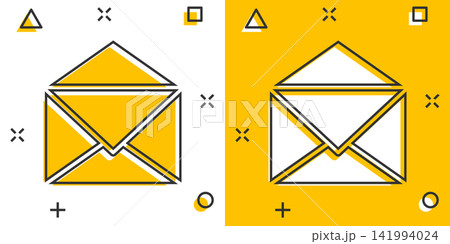 Vector cartoon mail envelope icon in comic style. Email sign illustration pictogram. Mail business splash effect concept. Vector cartoon mail envelope icon in comic style. Email sign illustration pictogram. Mail business splash effect concept. 141994024
