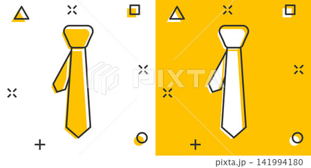 Vector cartoon tie icon in comic style. Necktie sign illustration pictogram. Tie business splash effect concept. Vector cartoon tie icon in comic style. Necktie sign illustration pictogram. Tie business splash effect concept. 141994180
