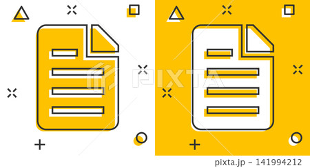 Vector cartoon document icon in comic style. Archive data file sign illustration pictogram. Document business splash effect concept. 141994212