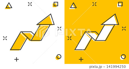 Vector cartoon arrow up icon in comic style. Forward arrow sign illustration pictogram. Cursor business splash effect concept. 141994250