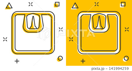 Vector cartoon bathroom scale weigher icon in comic style. Weigher sign illustration pictogram. Balance business splash effect concept. Vector cartoon bathroom scale weigher icon in comic style. Weigher sign illustration pictogram. Balance business splash effect concept. 141994259