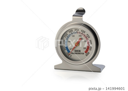 Oven thermometer shows precise temperature for perfect baking and cooking in a cozy kitchen Oven thermometer shows precise temperature for perfect baking and cooking in a cozy kitchen 141994601