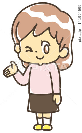案内をする女性 こちら(ウインク) 案内をする女性 こちら(ウインク) 141994699