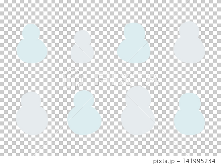 雪だるまの形をしたかわいい手描きのシェイプセット（青・グレー） 141995234