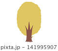 シンプルな縦長の黄色く紅葉した木のイラスト 141995907