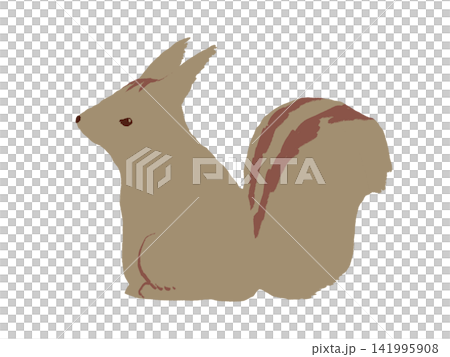 A cute, hand-drawn illustration of a squirrel facing sideways. 141995908
