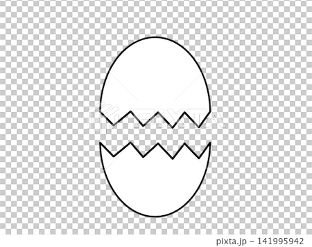 縦に割れている卵のイラスト 縦に割れている卵のイラスト 141995942