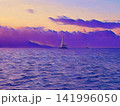Golden Pink Sunset Over Mountains 141996050