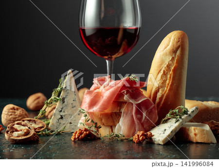 Red wine with traditional Mediterranean snacks. Red wine with traditional Mediterranean snacks. 141996084