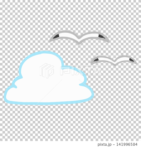 シンプルな雲とかもめのイラスト 141996584