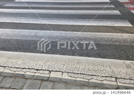 Urban Pedestrian Crosswalk on City Street for Transportation Safety Design 141996646