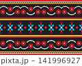Geometric with floral pattern. Geometric ethnic oriental pattern. Ethnic pattern. floral pattern fabric design for clothing, textile, background, wallpaper, carpet, print, embroidery style 141996927