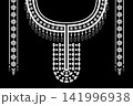 Necklace ethnic pattern. Neckline embroidery style. Ethnic collar lace oriental pattern. Neckline floral pattern design for dress, textile, fabric, clothing, fashion, print, embroidery style 141996938