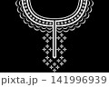 Necklace ethnic pattern. Neckline embroidery style. Ethnic collar lace oriental pattern. Neckline floral pattern design for dress, textile, fabric, clothing, fashion, print, embroidery style 141996939