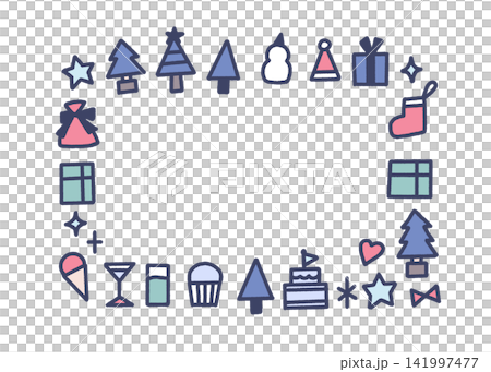 Hand-drawn style Christmas/winter frame, border, illustration 02 Hand-drawn style Christmas/winter frame, border, illustration 02 141997477