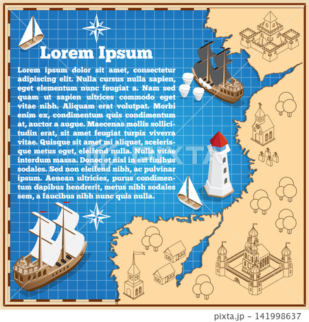 The text on the background of old map. Isometric. Vector illustration. The text on the background of old map. Isometric. Vector illustration. 141998637
