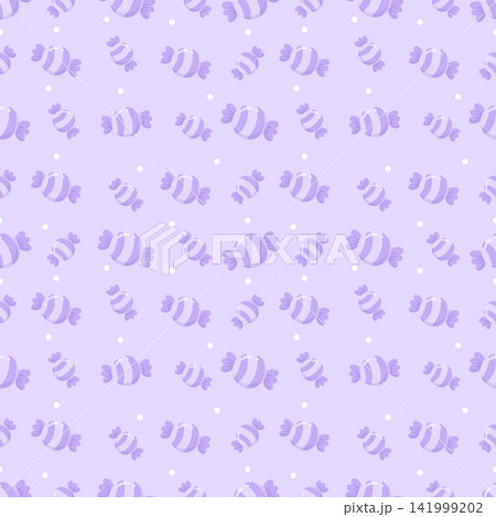 Cute Kawaii Pastel Tonal Purple Candy Seamless Pattern 141999202